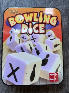 Vintage Fundex Bowling Dice portable dice game packaged in a collectible tin box